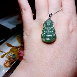 Jadeite jade buddha necklace